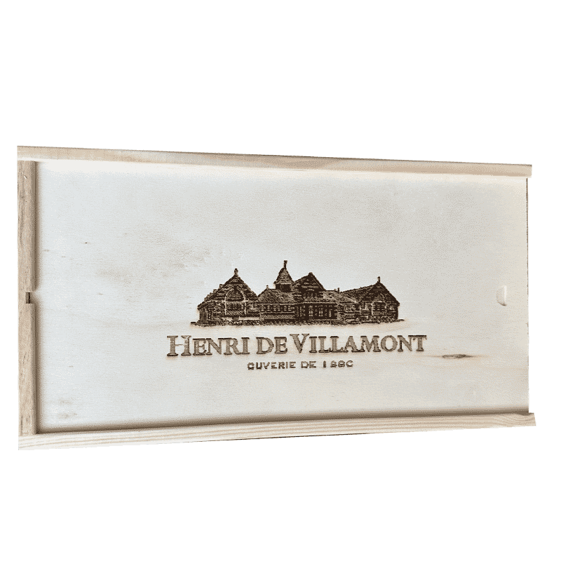 Caja de vino Henri de Villamont con 2 compartimentos.